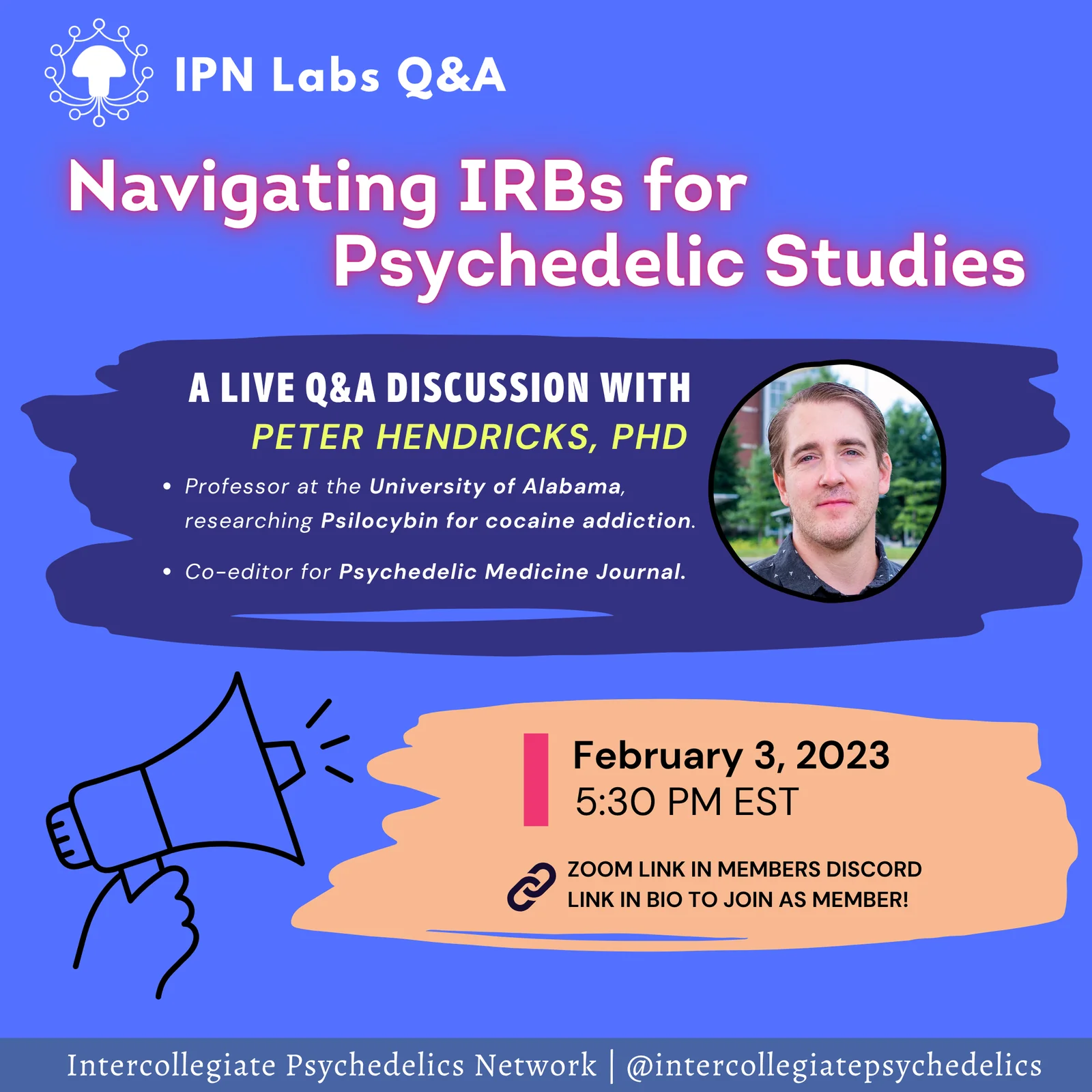 Dr. Peter Hendricks, PhD – Navigating IRBs for Psychedelic Studies promo