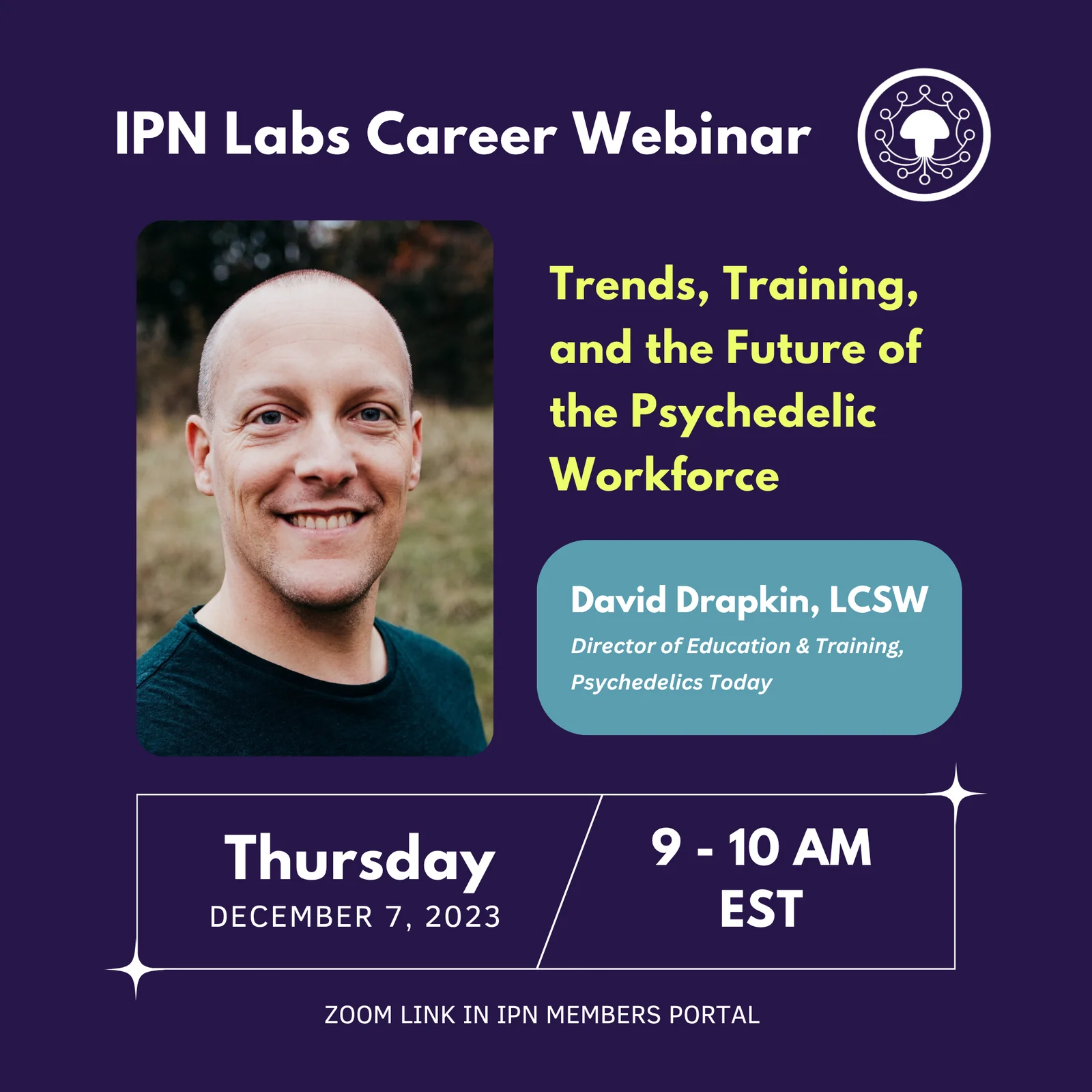 David Drapkin, LCSW – Trends, Training, and the Future of the Psychedelic Workforce promo