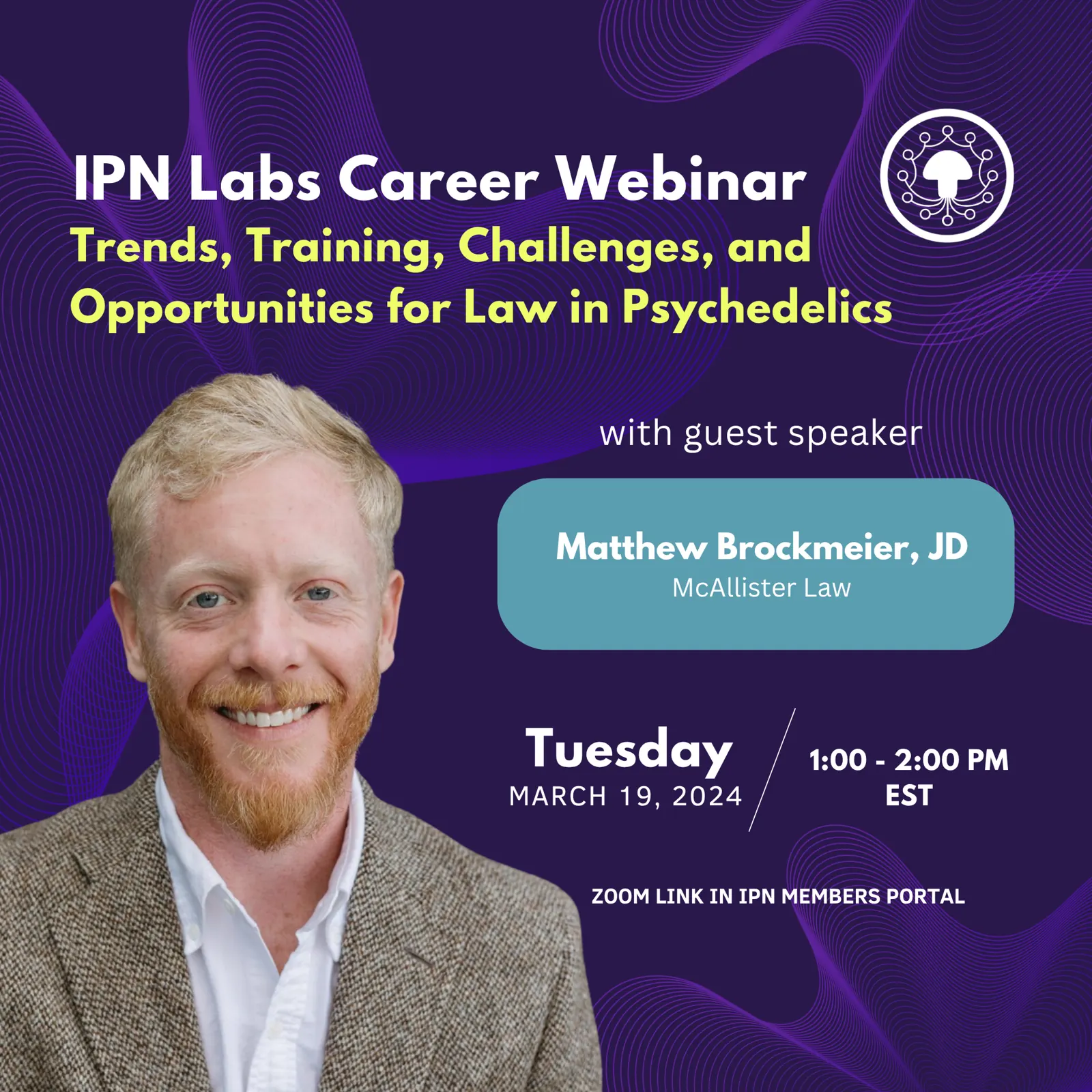 Matthew Brockmeier, JD – Trends, Training, Challenges, and Opportunities for Law in Psychedelics promo